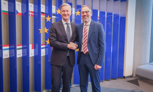 Diego Sucalesca y el embajador de la UE, Erik Høeg, se reunieron para ultimar los detalles del Argentina–EU Business Forum.
